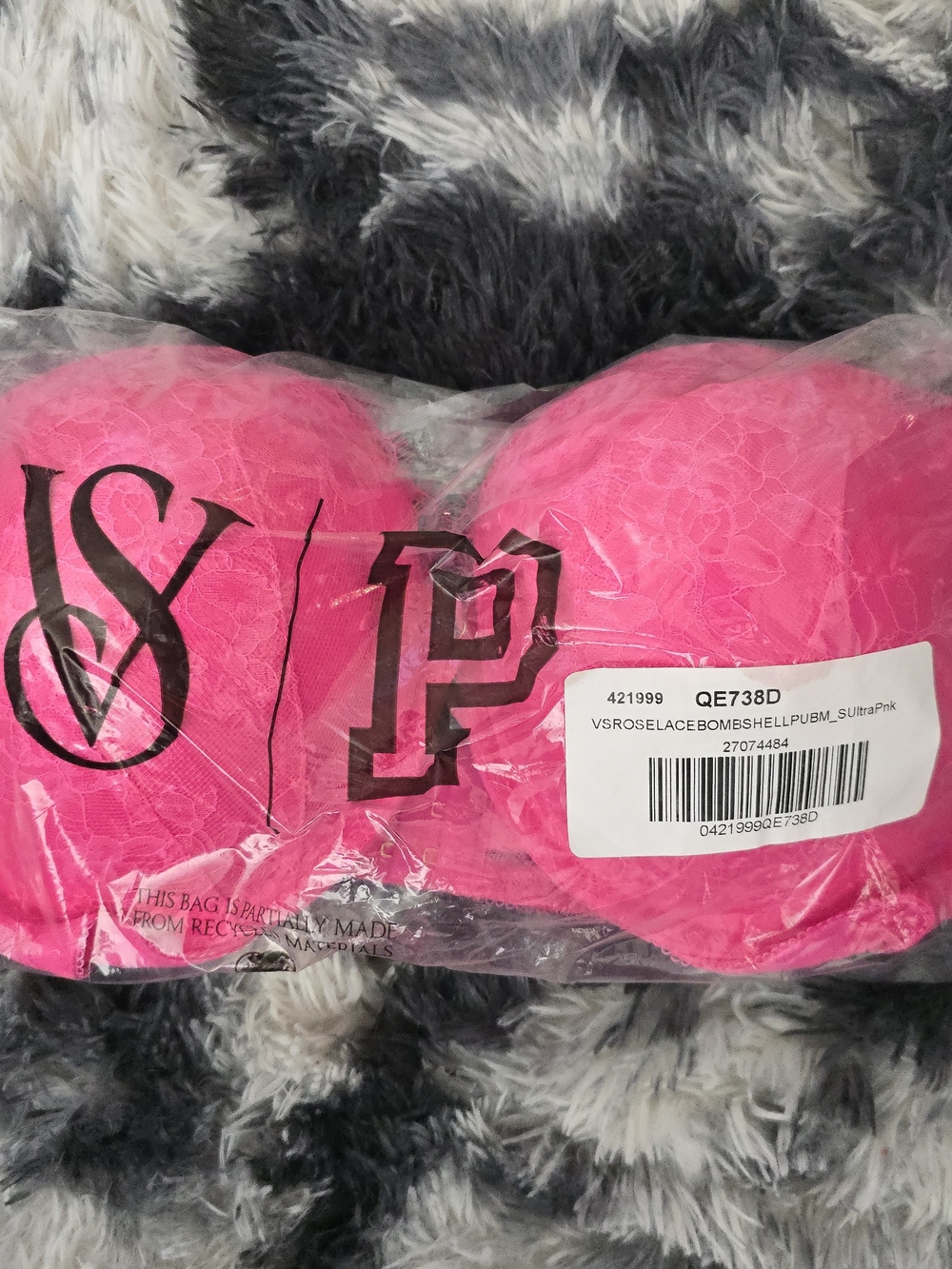 Victoria's Secret Hot Pink Lace Bombshell Push-Up Bra